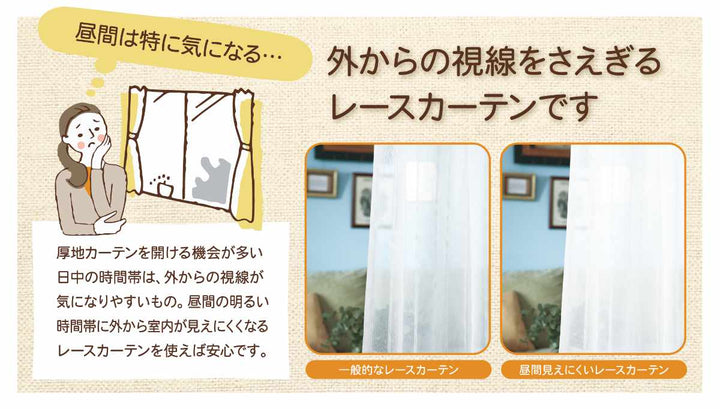 レースカーテン防カビUVカットブレラ100×103～198cm2枚、150×176cm・200×176cm1枚省エネ