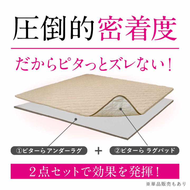 ラグアンダーラグセットピターら185×185cm接触冷感下敷きラグ2畳用