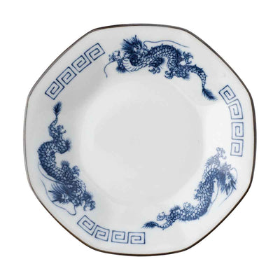 八角皿 プレート 19cm チャーハン皿 レトロ中華 磁器