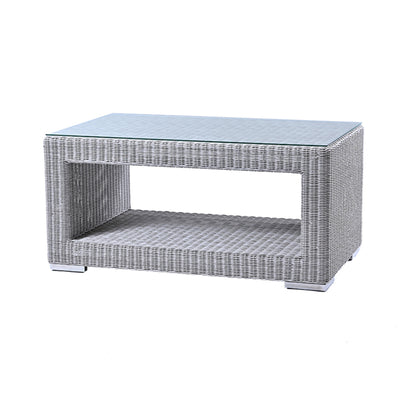 シンセティックラタン テーブル 幅110cm PEコード ガラス天板 Garden