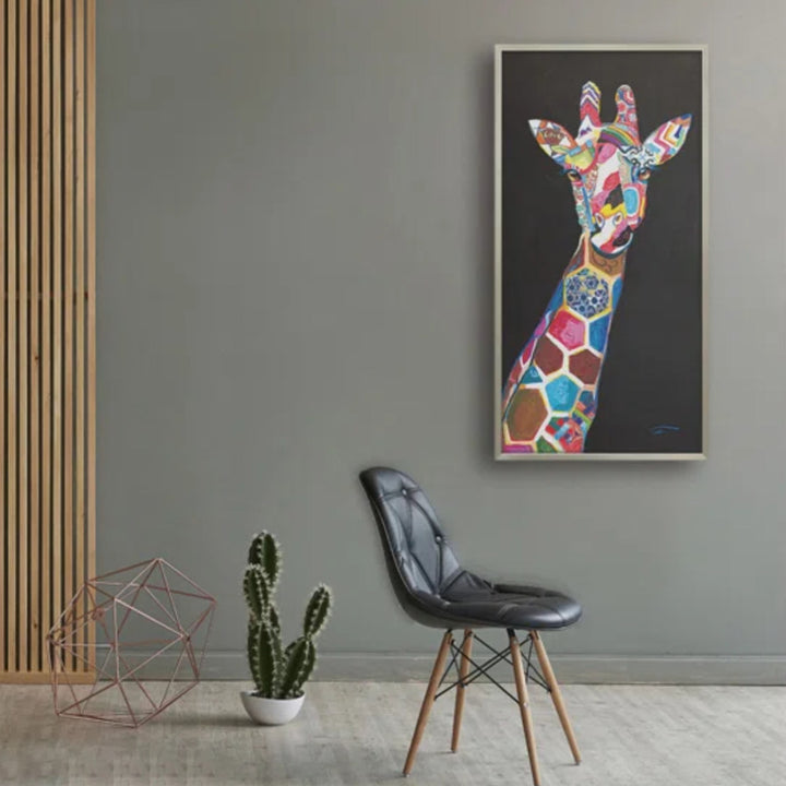 アートパネルオイルペイントアート『ジラフシック』53×103cm