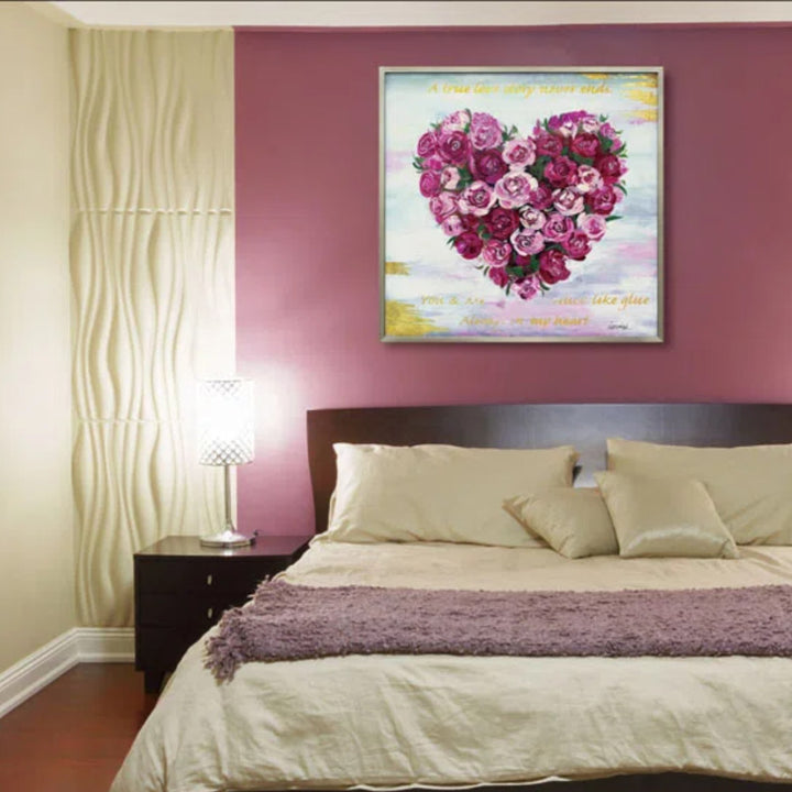 アートパネルオイルペイントアート『ハートローズ』83×83cm