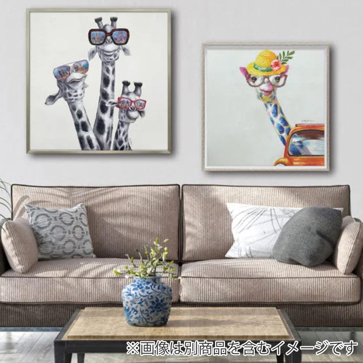 アートパネルオイルペイントアート『ビューシティジラフ』83×83cm