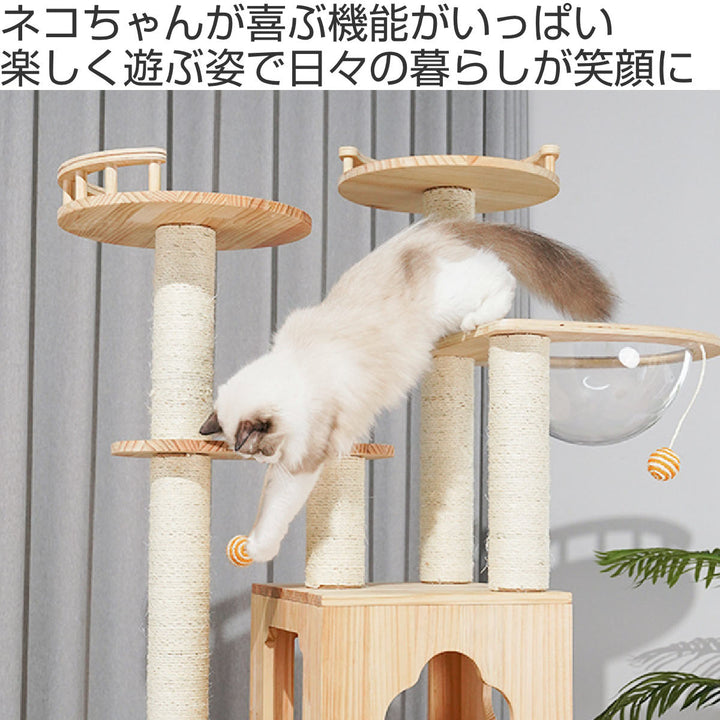 キャットタワーねこぞくツインタワー木製据え置き