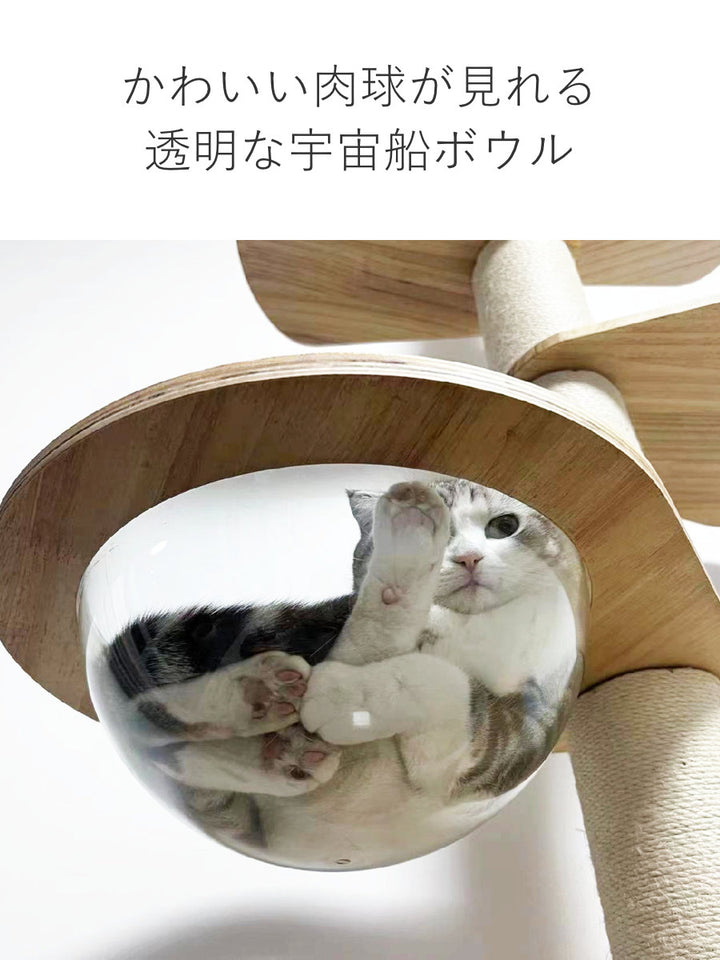 キャットタワーねこぞくパスピエ木製突っ張りスリム