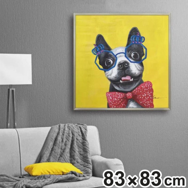 アートパネルオイルペイントアート『コメディアンドッグ』83×83cm