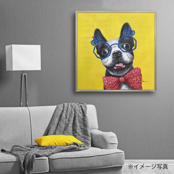 アートパネルオイルペイントアート『コメディアンドッグ』83×83cm