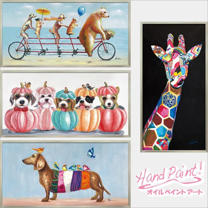 アートパネルオイルペイントアート『コメディアンドッグ』83×83cm