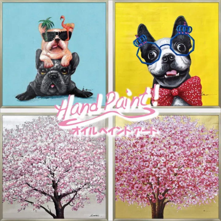 アートパネルオイルペイントアート『コメディアンドッグ』83×83cm