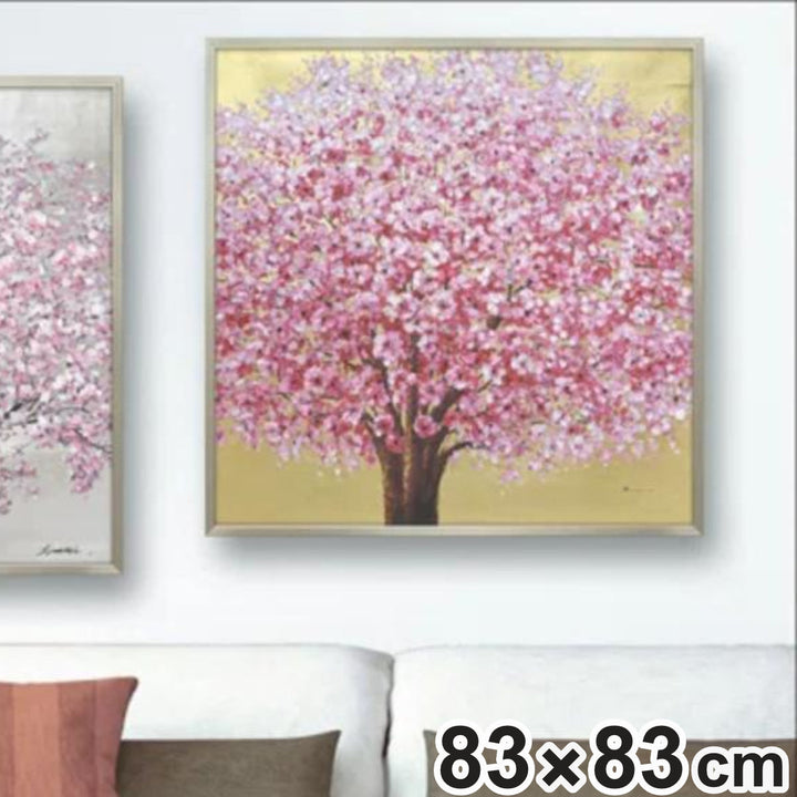 アートパネルオイルペイントアート『ゴールデンサクラ』83×83cm
