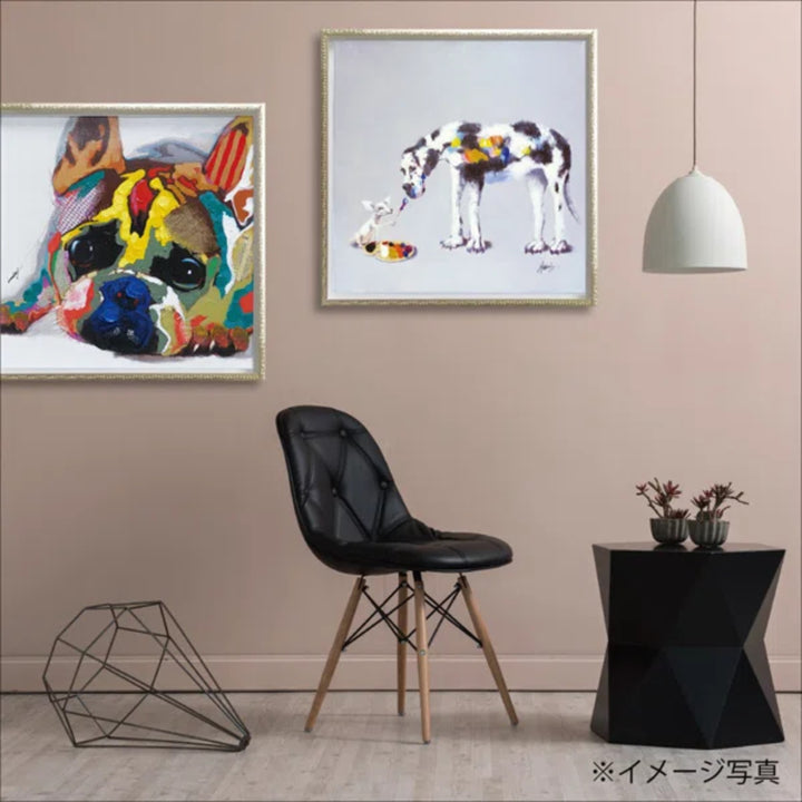 アートパネルオイルペイントアート『カラフルブルドッグ』63×63cm