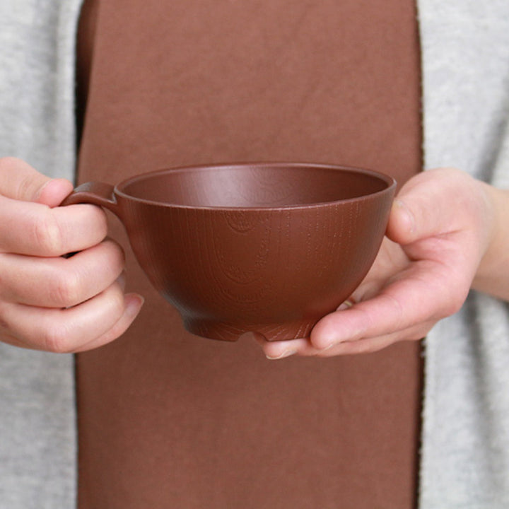 汁椀340ml持ちやすい木製風ハンドル付き介護食器プラスチック製バイオマス原料使用日本製