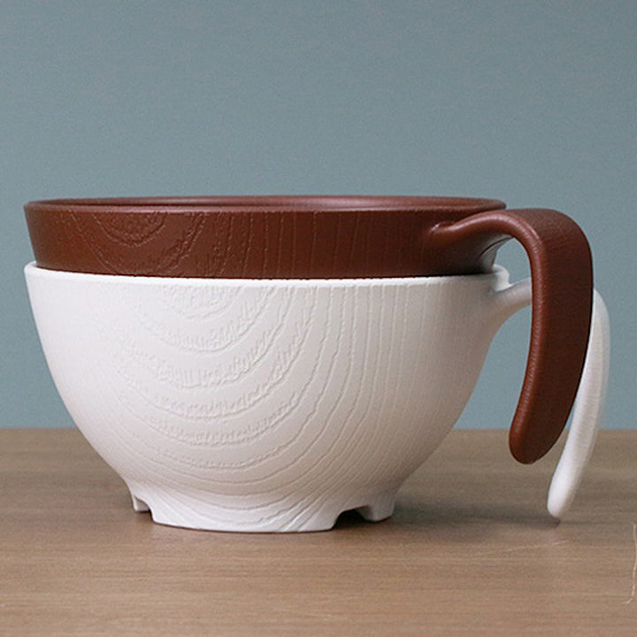 汁椀340ml持ちやすい木製風ハンドル付き介護食器プラスチック製バイオマス原料使用日本製