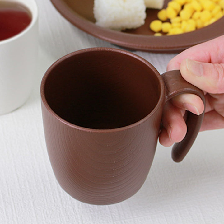 コップ290ml持ちやすい木製風ハンドル付き介護食器プラスチック製バイオマス原料使用日本製