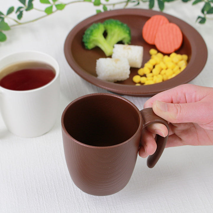 コップ290ml持ちやすい木製風ハンドル付き介護食器プラスチック製バイオマス原料使用日本製