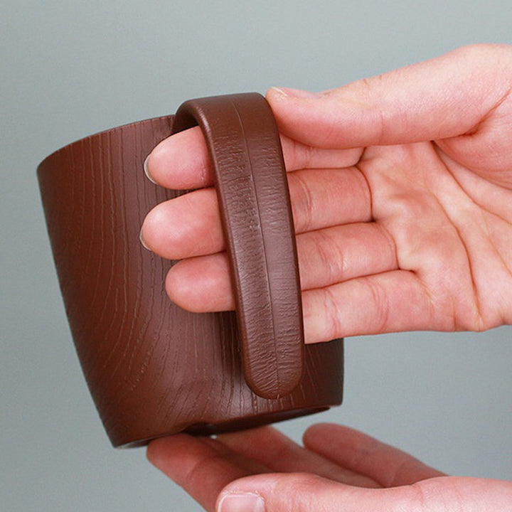 コップ290ml持ちやすい木製風ハンドル付き介護食器プラスチック製バイオマス原料使用日本製