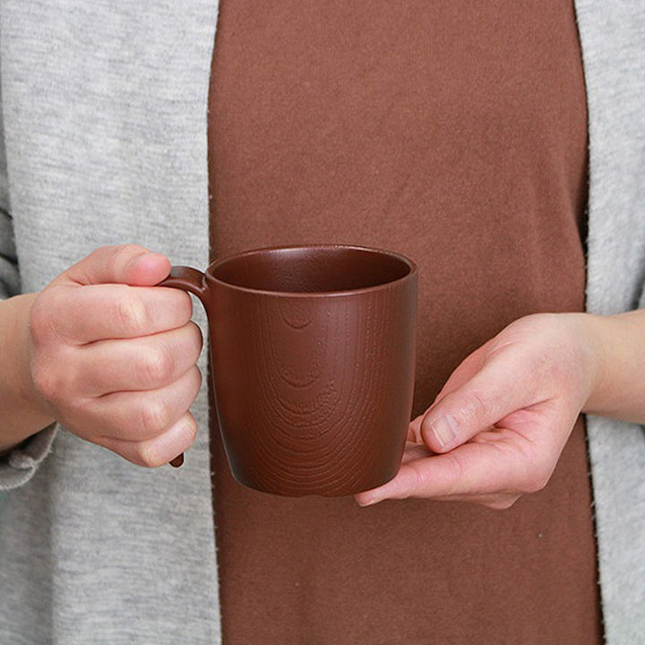 コップ290ml持ちやすい木製風ハンドル付き介護食器プラスチック製バイオマス原料使用日本製