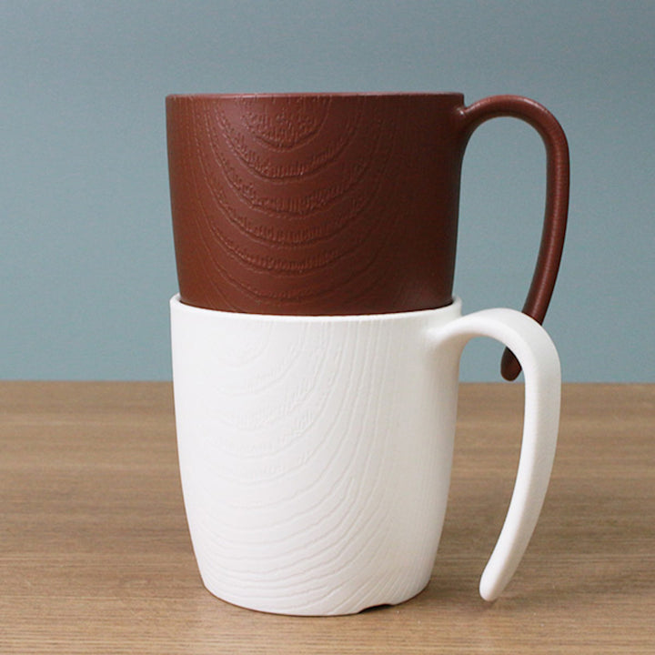 コップ290ml持ちやすい木製風ハンドル付き介護食器プラスチック製バイオマス原料使用日本製