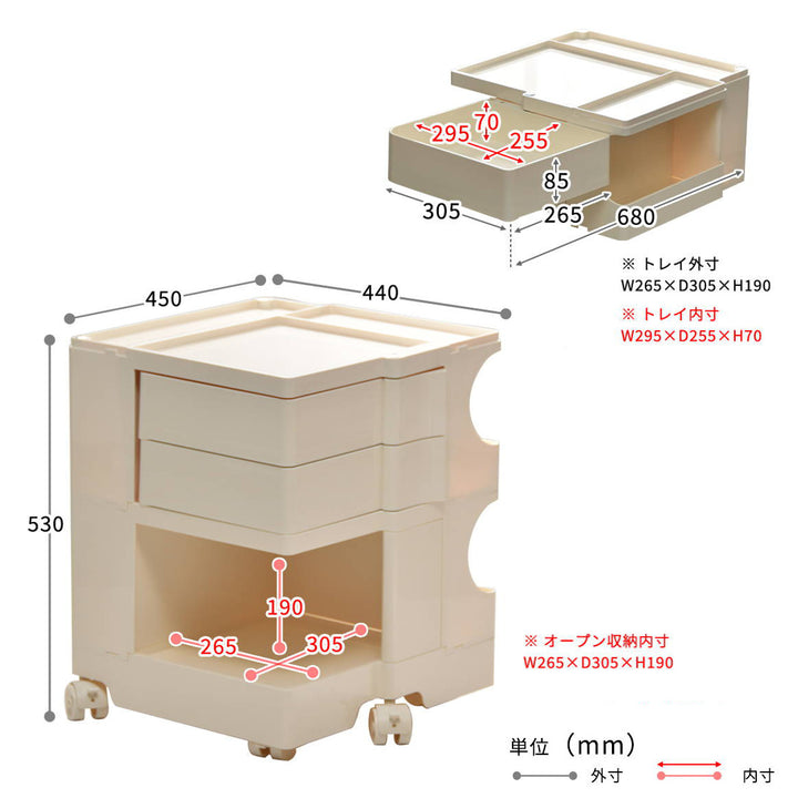 収納ワゴンREP2ドロワーワゴンキャスター付き