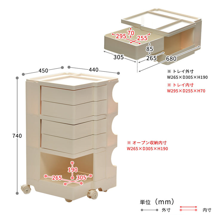 収納ワゴンREP4ドロワーワゴンキャスター付き