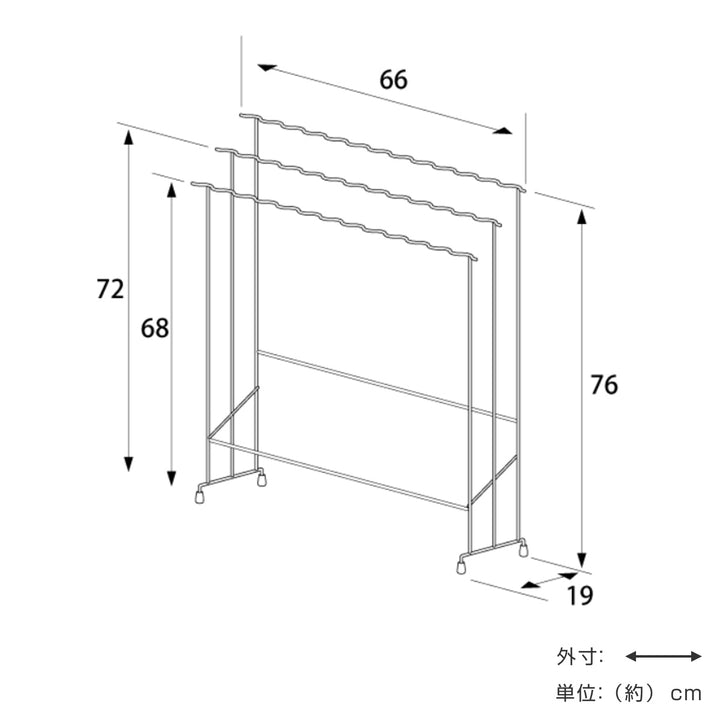 室内物干しNAMIステンレスバスタオルハンガー3連