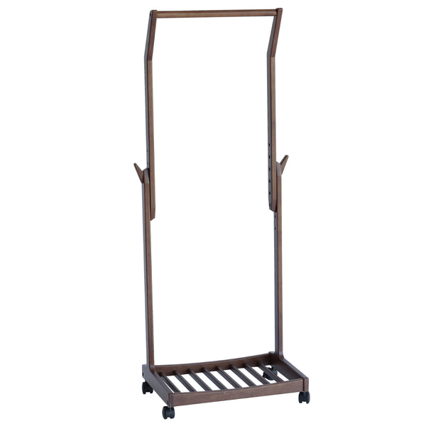 ハンガーラック幅58.5cm高さ調節可能キャスター付子ども天然木