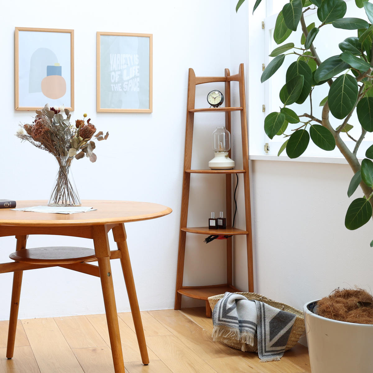 コーナーラック 幅35cm 4段 天然木 OAKER – ハウジー