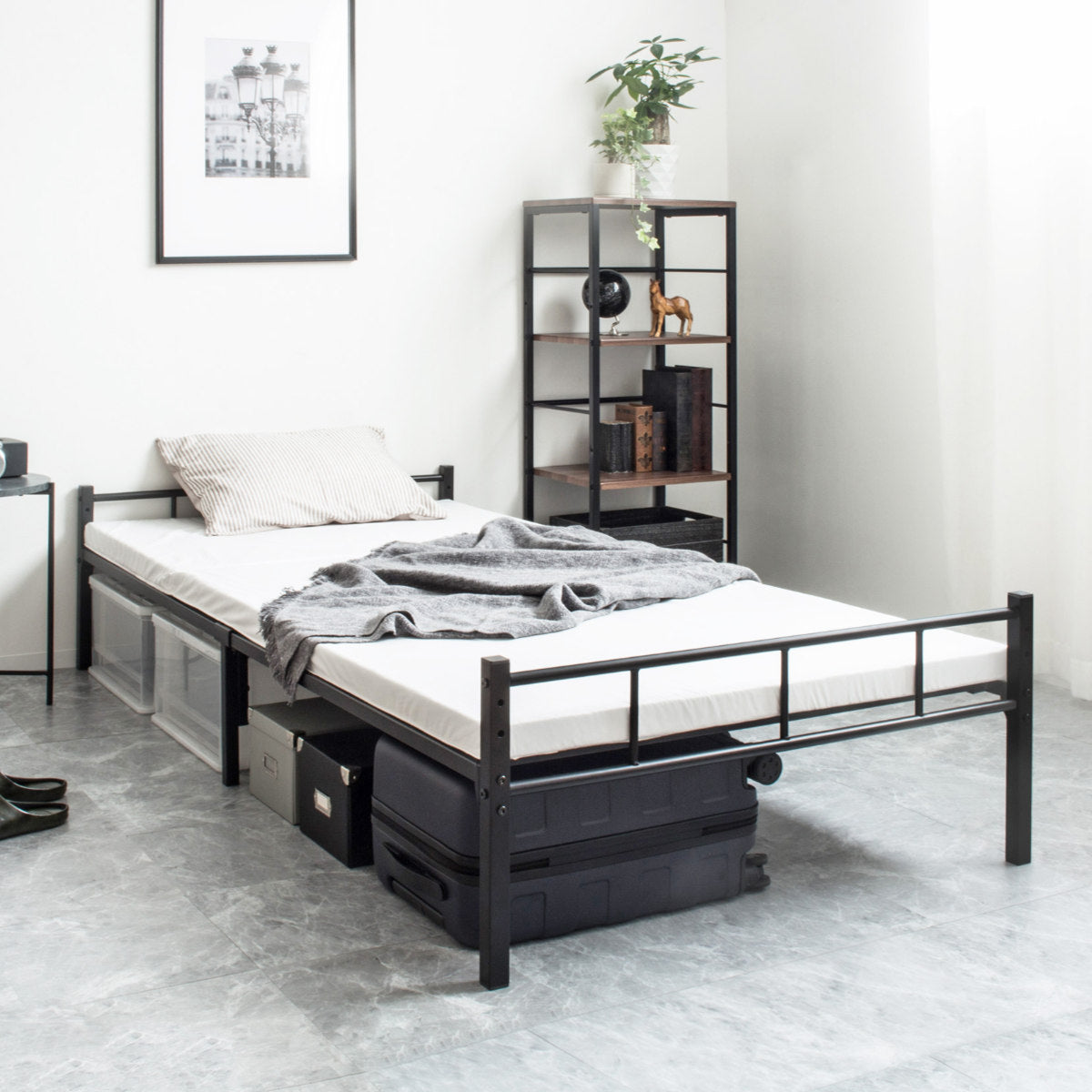 パイプベッド シングル スチール 頑丈 高さ2段階調整 – ハウジー