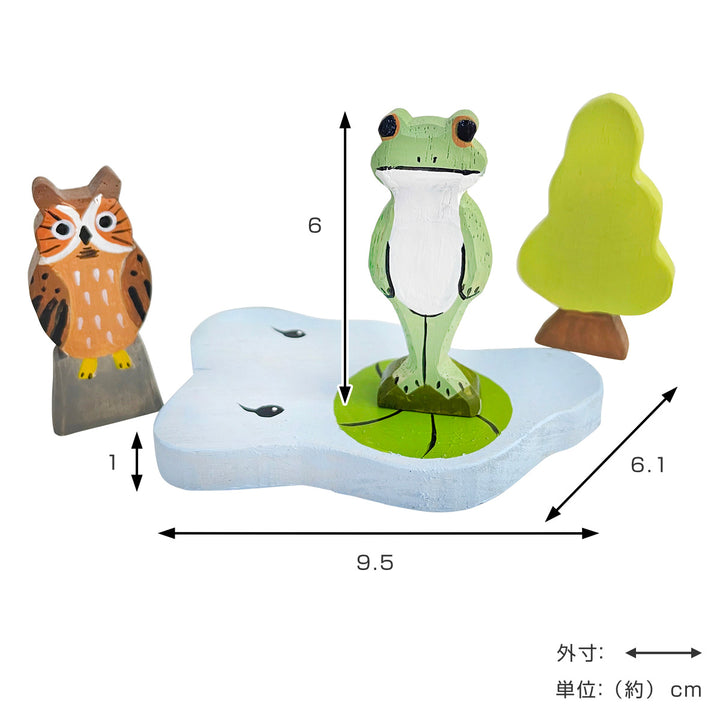 コポー木製小箱セット森カエル置物