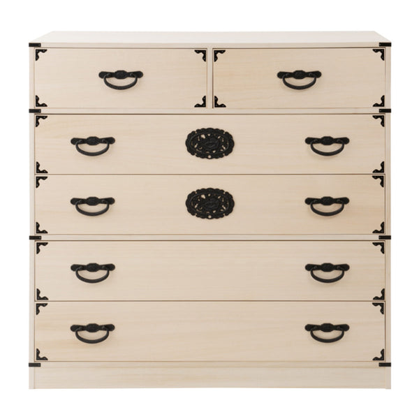 桐民芸箪笥幅100cm5段生地仕上げ積み重ね室町