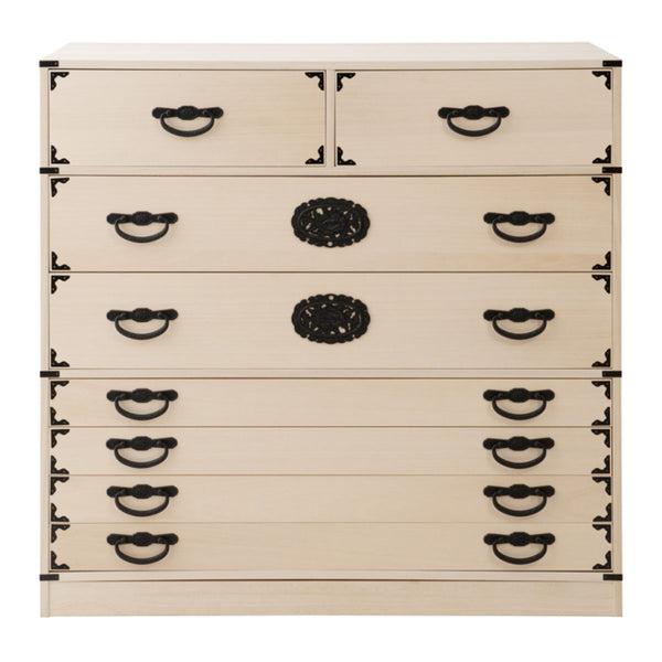 桐民芸箪笥幅100cm7段生地仕上げ積み重ね室町