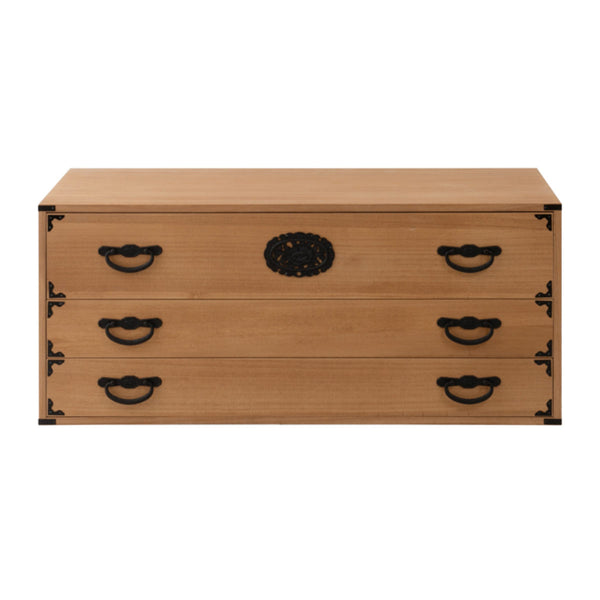 桐民芸箪笥幅100cm3段水性塗装積み重ね室町