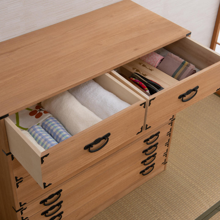 桐民芸箪笥幅100cm7段水性塗装積み重ね室町