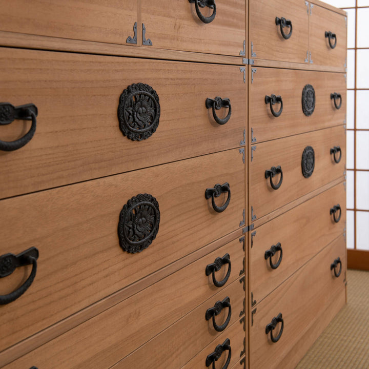 桐民芸箪笥幅100cm7段水性塗装積み重ね室町