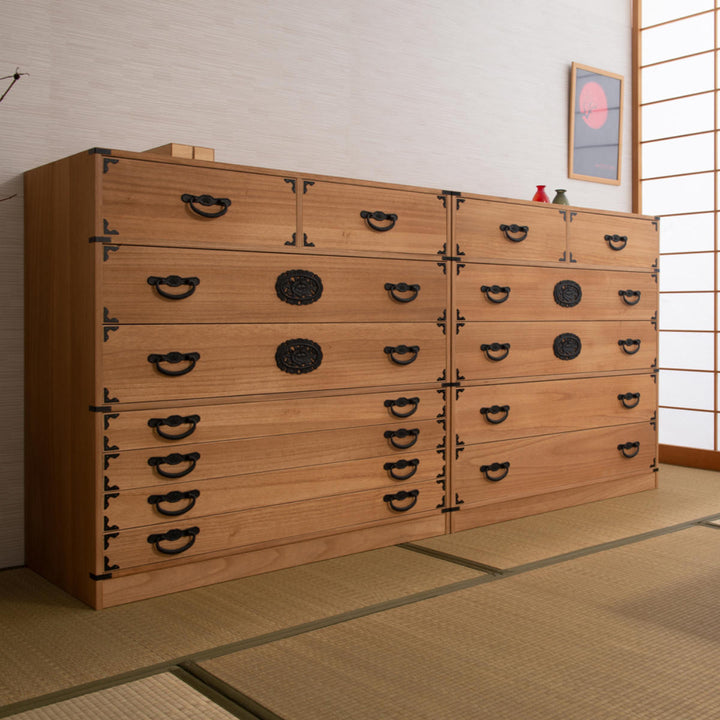 桐民芸箪笥幅100cm7段水性塗装積み重ね室町