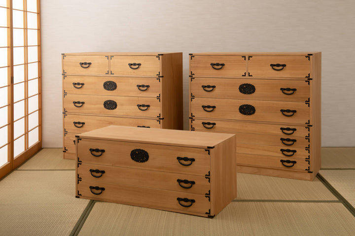 桐民芸箪笥幅100cm7段水性塗装積み重ね室町