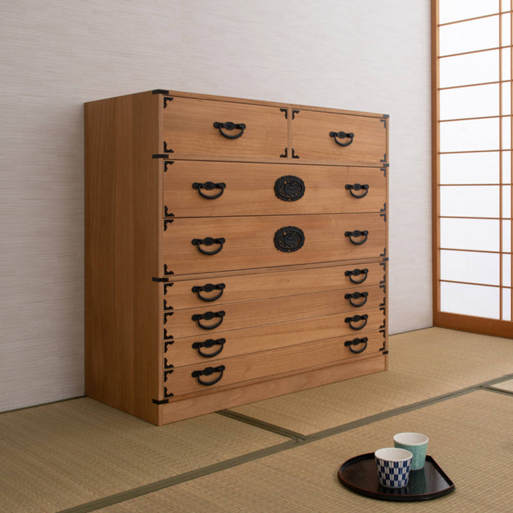 桐民芸箪笥幅100cm7段水性塗装積み重ね室町