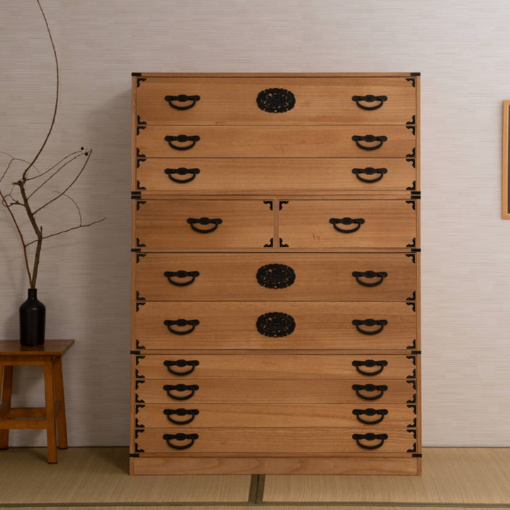 桐民芸箪笥幅100cm7段水性塗装積み重ね室町