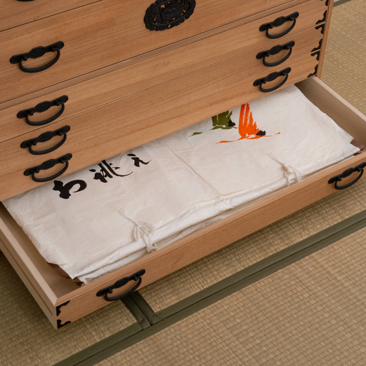 桐民芸箪笥幅100cm7段水性塗装積み重ね室町