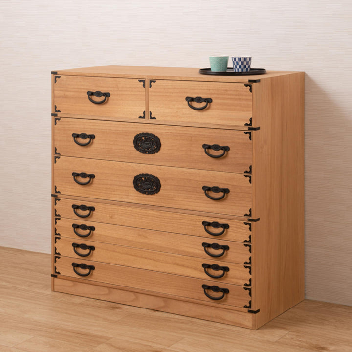 桐民芸箪笥幅100cm7段水性塗装積み重ね室町