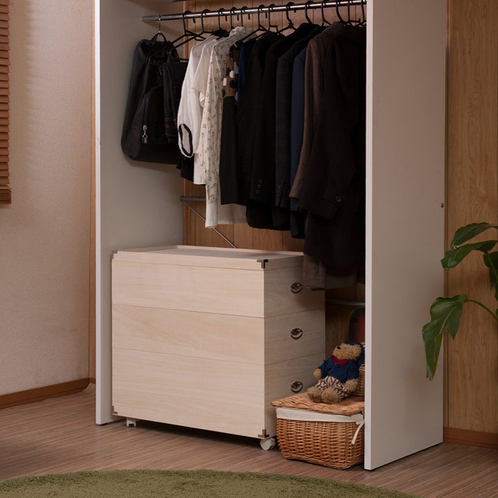 桐ひな人形ケース幅42cm3段キャスター付日本製完成品