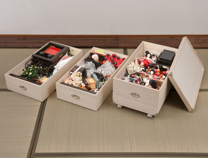 桐ひな人形ケース幅42cm3段キャスター付日本製完成品