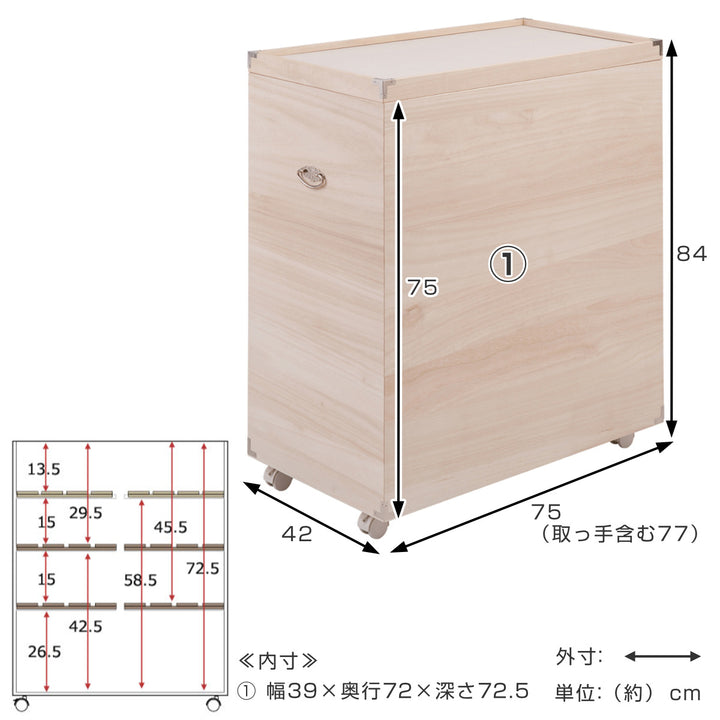 桐ひな人形ケース幅42cm深型キャスター付日本製完成品