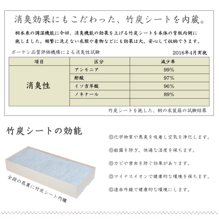 桐衣装ケース幅42cm3段キャスター付き日本製完成品桐心