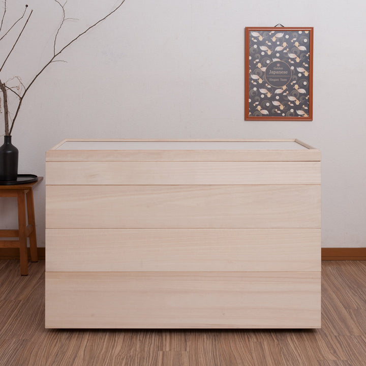 桐衣装ケース幅42cm4段キャスター付き日本製完成品桐心