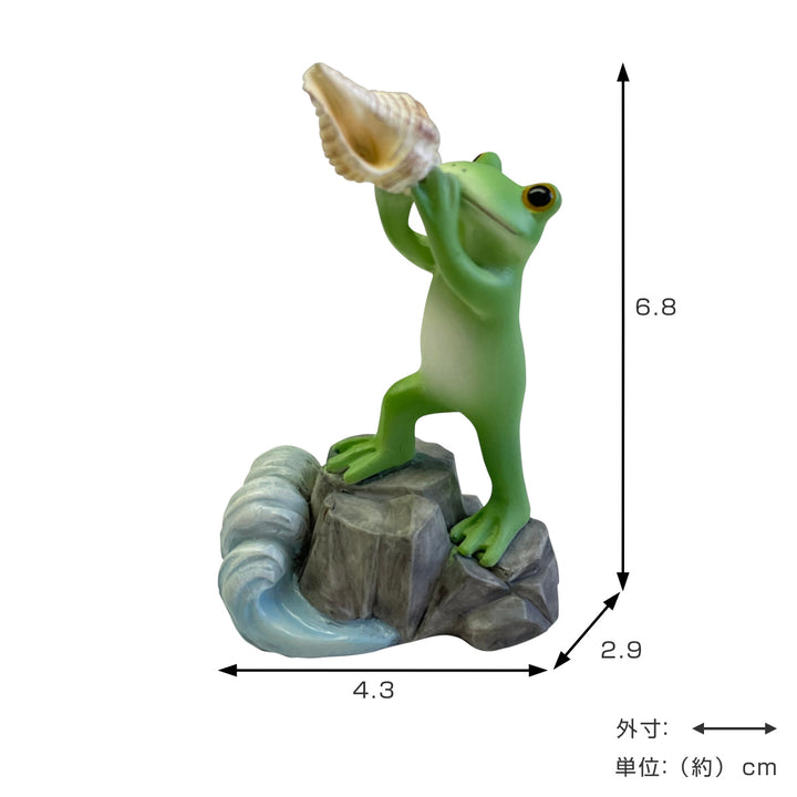 コポー夏ほら貝を吹くカエルカエル置物