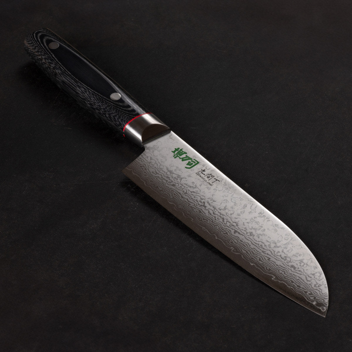 三徳包丁 17cm 九間丁 ダマスカス鋼割込 黒マイカルタ 堺刀司 日本製