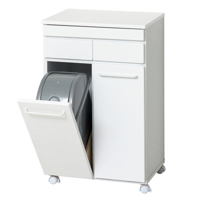 キッチンカウンター 幅55cm ゴミ箱2個付き スライド棚 背面化粧 完成品