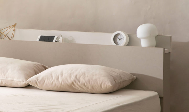 収納付きベッドシングルツートン2口コンセント日本製Apel