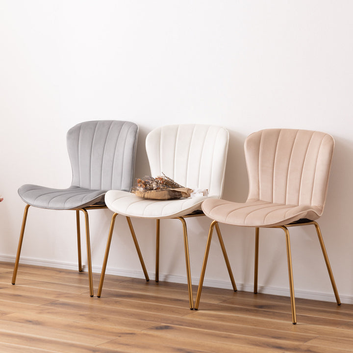 ダイニングチェア座面高43cmベロア調アンティークゴールド脚